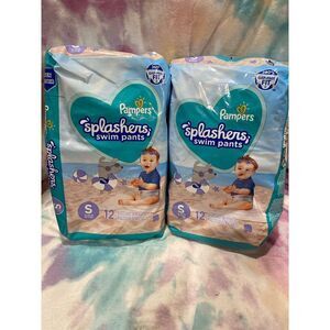 2‎ pack Pampers Splashers Swim Pants size Small 13-24 lbs